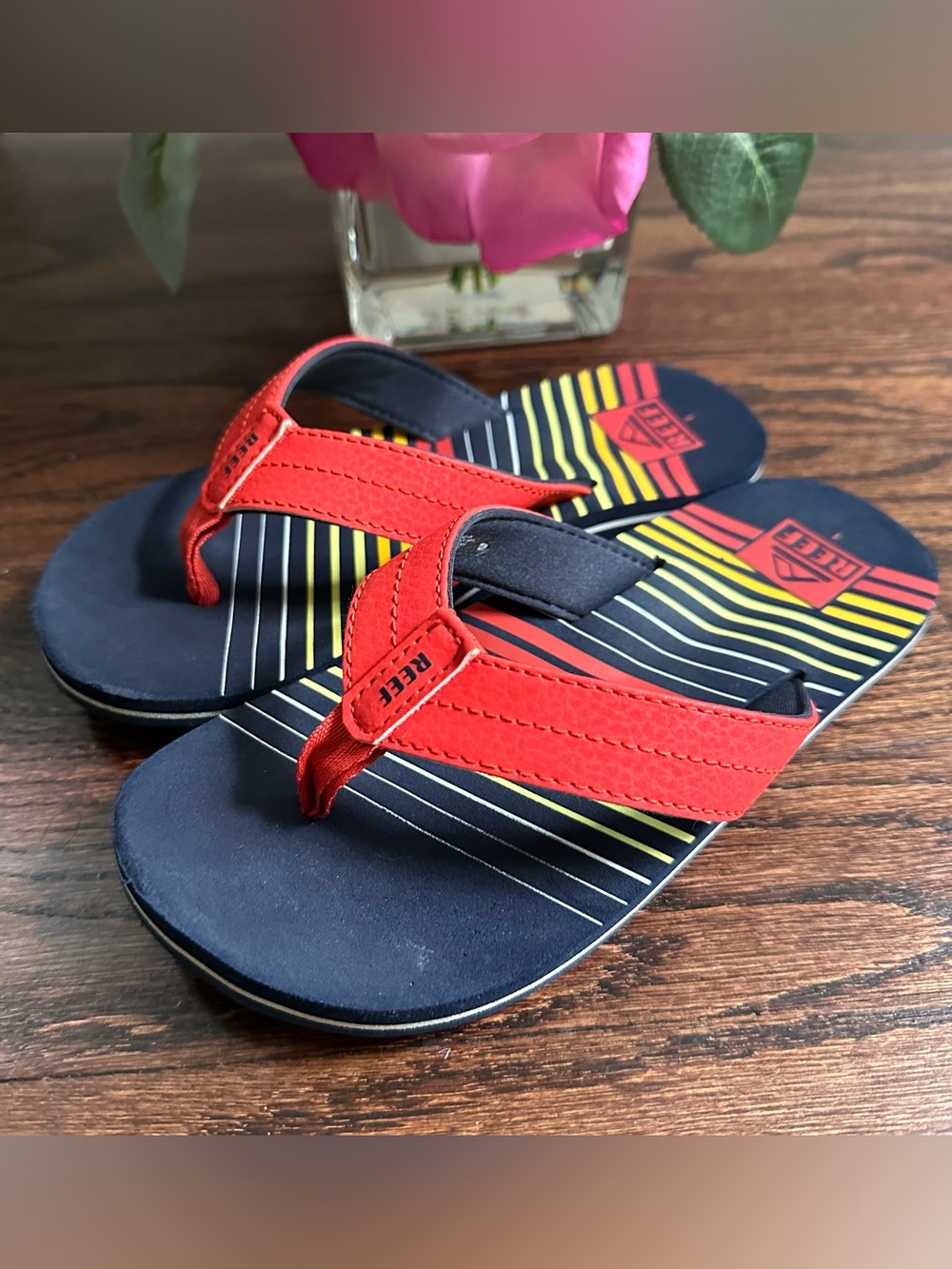 Reef striped flip flops, size 1